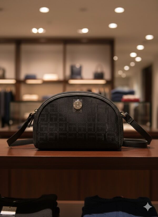 Women’s Elegant Crossbody Bag – Black Pattern Design