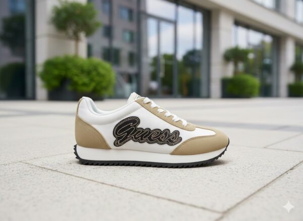 White & Beige Casual Sneakers