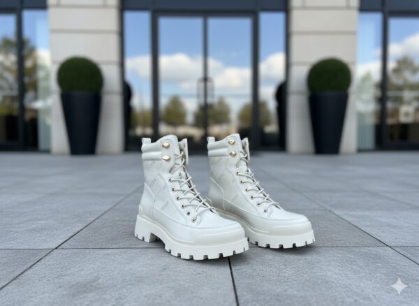 White Chunky Sole Ankle Boots