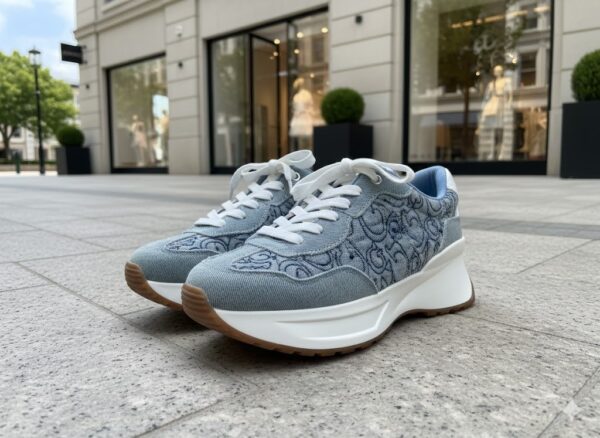 Grey Monogram Platform Sneakers