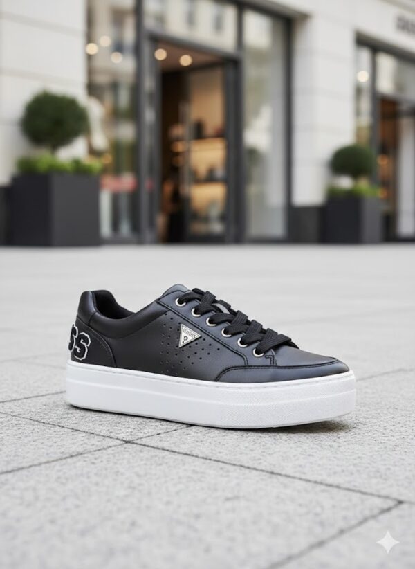 Black Platform Sneakers with Iconic Logo